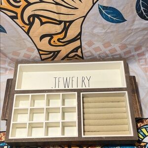 Rae Dunn Cream and Brown Jewelry Organizer